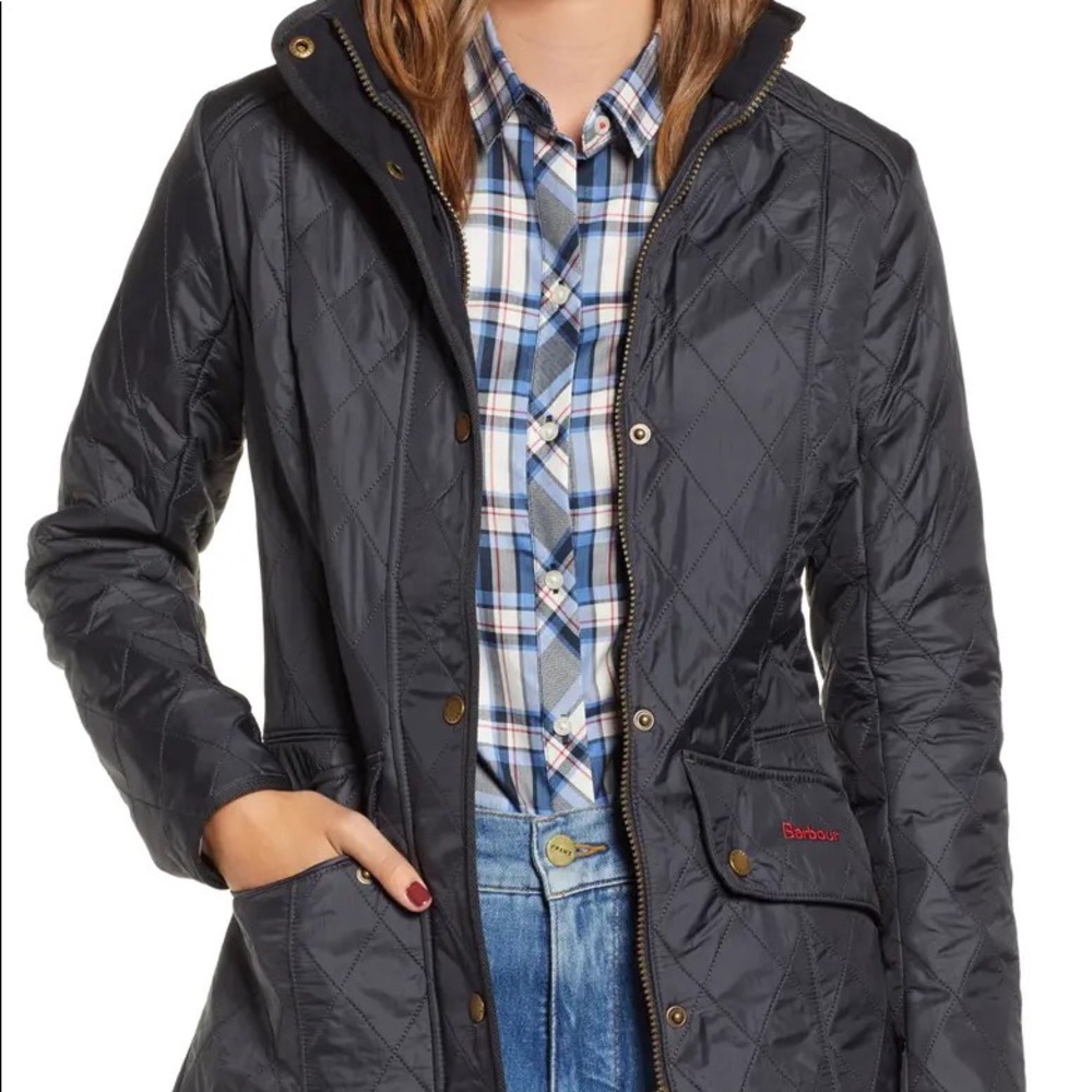 Navy Barbour cavalry polarquilt jacket